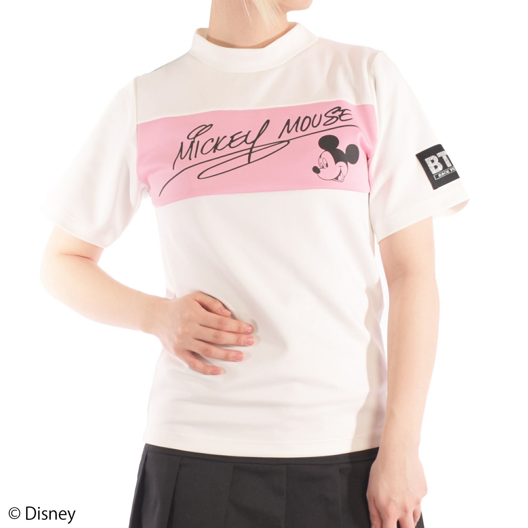 Disney】ミッキーマウス/モックネックTシャツ(BACK TO THE FIELD