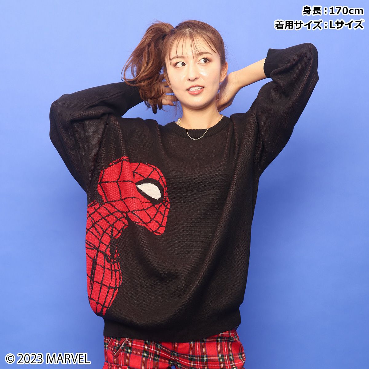 MARVEL】スパイダーマン/WITH GREAT POWER/ジャガードニット(PONEYCOMB