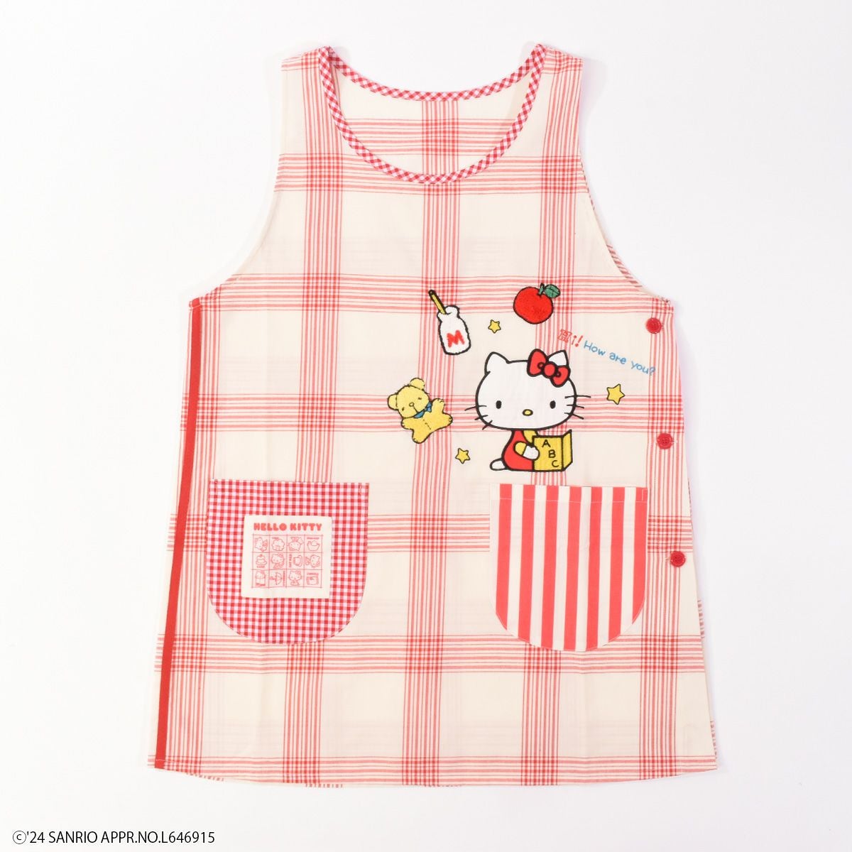 昭和レトロHello Kitty 花柄エプロン Мサイズサンリオいちごレア Sanrio characters】サガラ刺繍/エプロン(L.W.C. SELECT) | PONEYCOMB