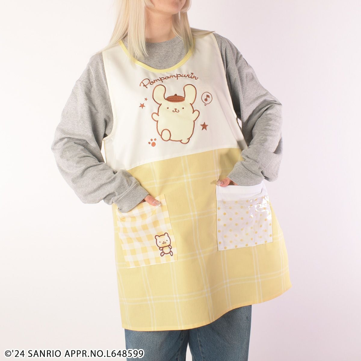 【新品】ポムポムプリンベビーエンジェルキッチン　レディースエプロン Sanrio characters】ポムポムプリン/推しカラーエプロン(L.W.C. SELECT