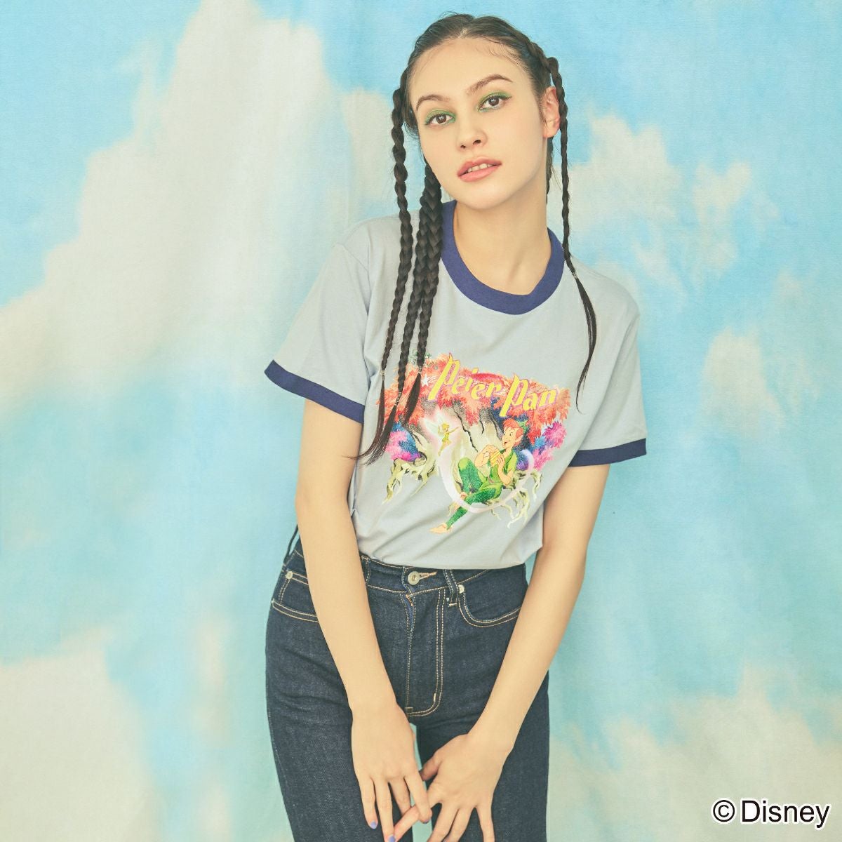 Disney】ピーター・パン/ヴィンテージ風アートリンガーTシャツ(4GEEKs