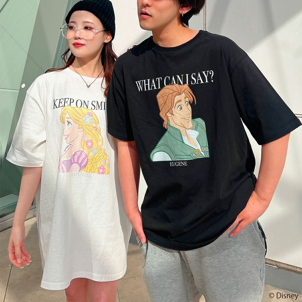 Disney】塔の上のラプンツェル/グラフィックプリントビッグTシャツ Disney】塔の上のラプンツェル/グラフィックプリントビッグTシャツ