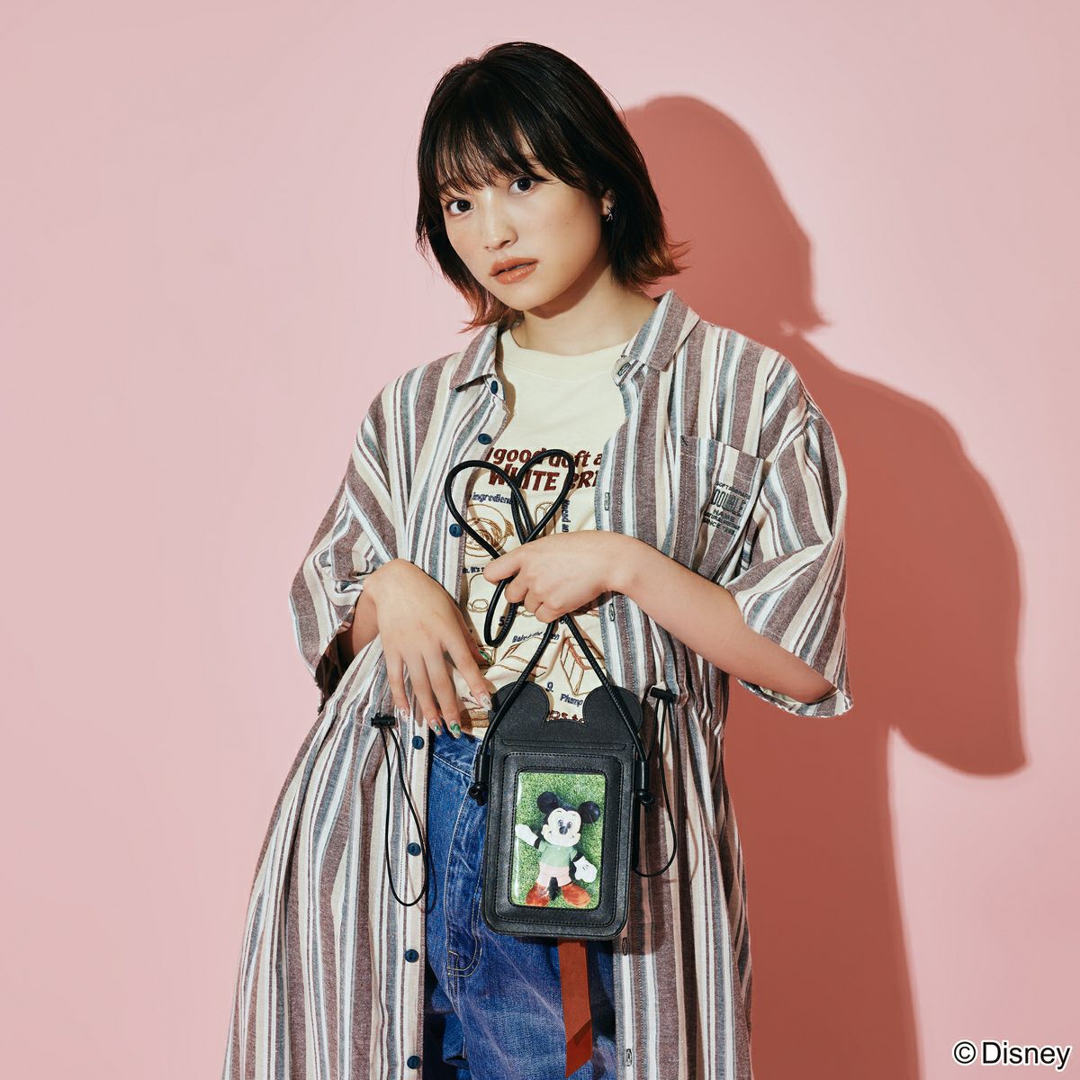 Disney】ミッキーマウス/フォトケース付きショルダーバッグ(PONEYCOMB
