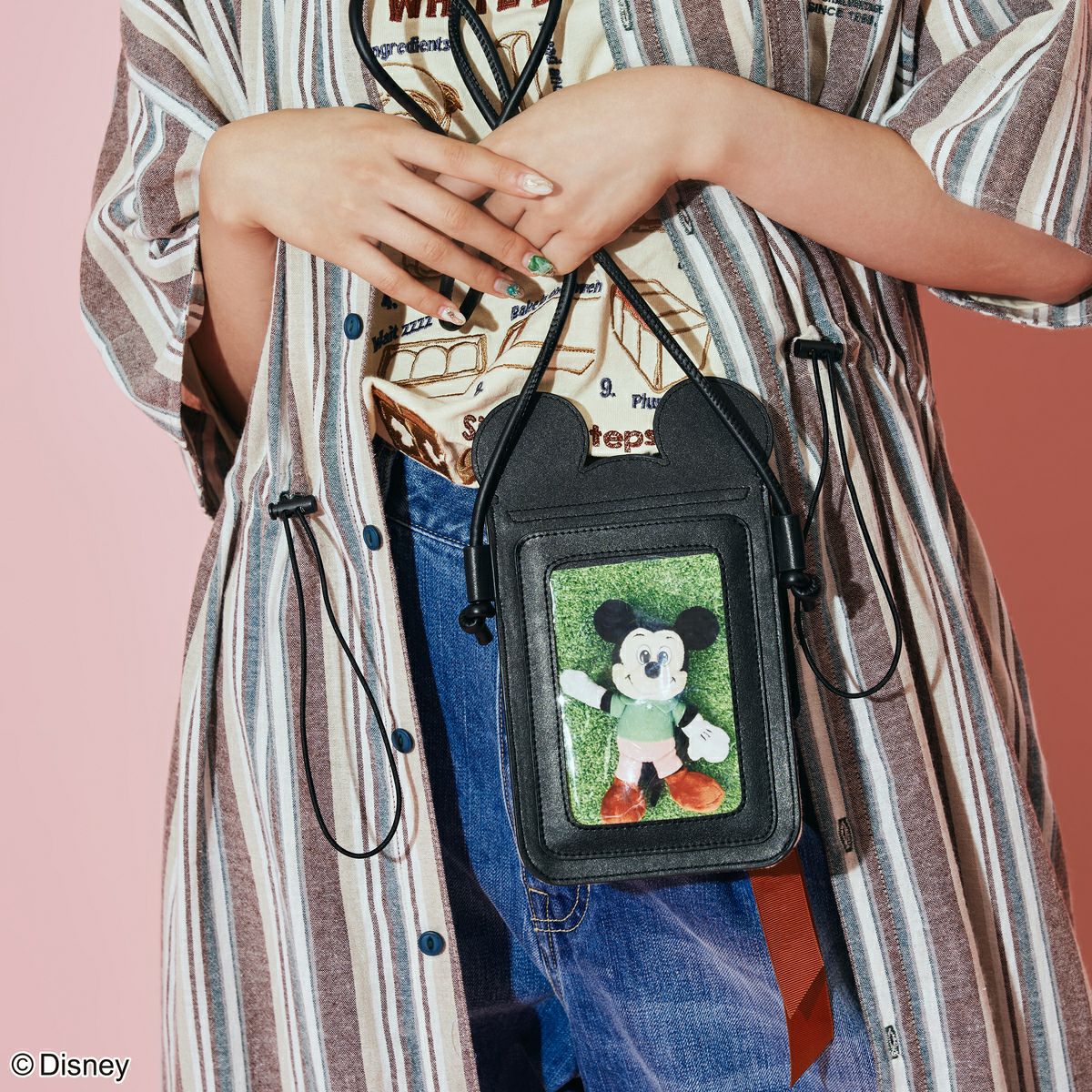 Disney】ミッキーマウス/フォトケース付きショルダーバッグ(PONEYCOMB