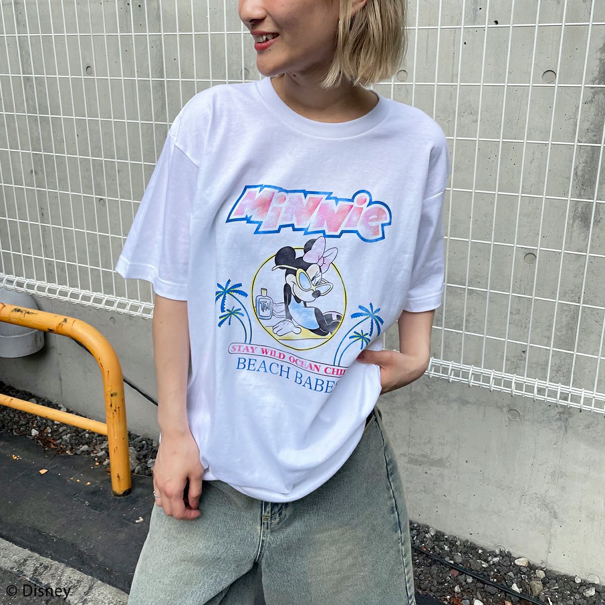 Disney】ミニーマウス/ヴィンテージ風ピグメントTシャツ(4GEEKs by