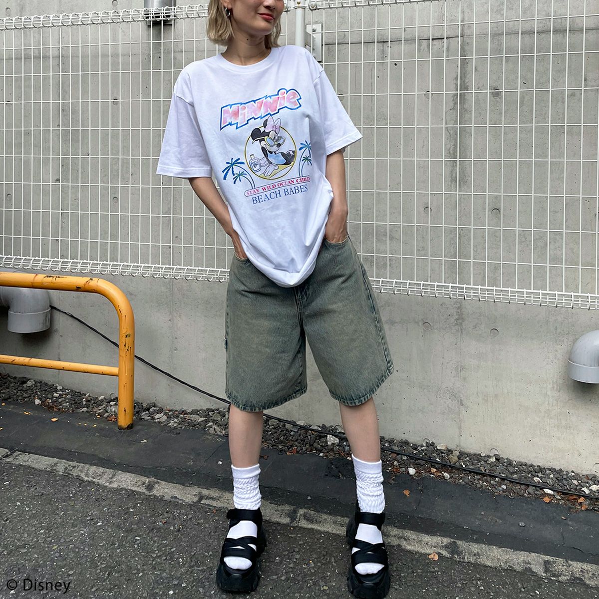 Disney】ミニーマウス/ヴィンテージ風ピグメントTシャツ(4GEEKs by