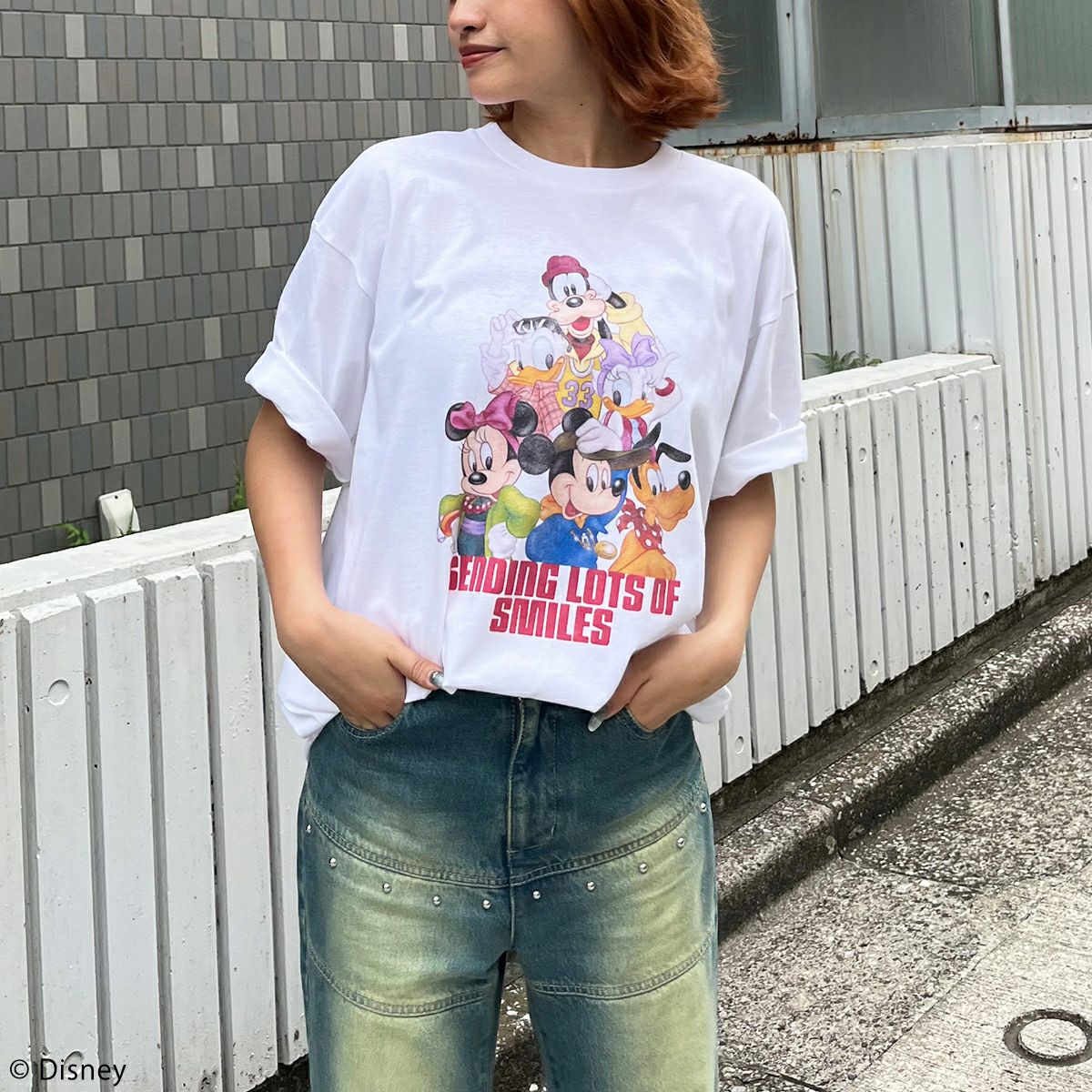 Disney】ミッキー&フレンズ/ヴィンテージ風ピグメントTシャツ(4GEEKs