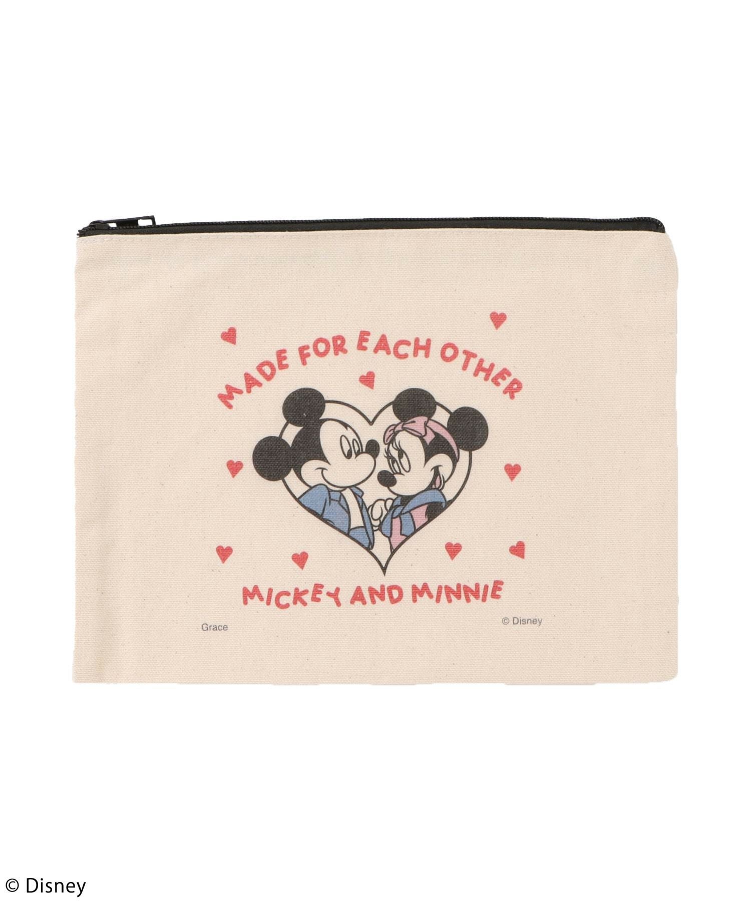 Disney】ミッキー&ミニー/キャンバスフラットポーチ(4GEEKs by
