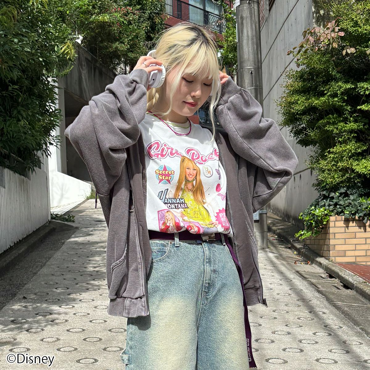 あ*こ様 ハンナ・モンタナ　DISNEY Tシャツ Sサイズ ハンナ・モンタナ © ディズニー ウォッシュエフェクト Tシャツ
