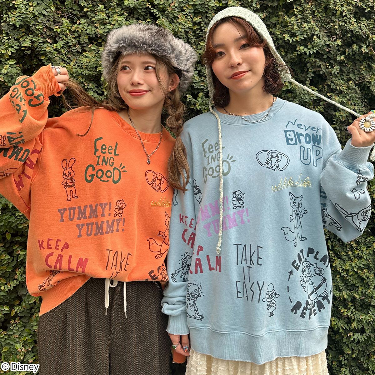 Disney】ズートピア/総柄ヴィンテージ加工スウェット(DOUBLE NAME