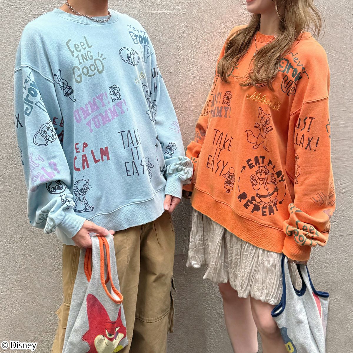 Disney】ズートピア/総柄ヴィンテージ加工スウェット(DOUBLE NAME