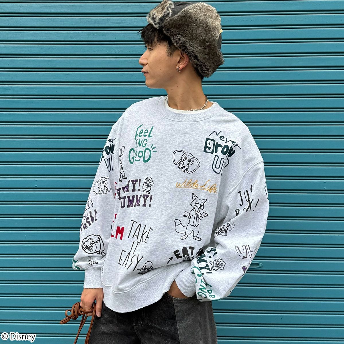 Disney】ズートピア/総柄ヴィンテージ加工スウェット(DOUBLE NAME